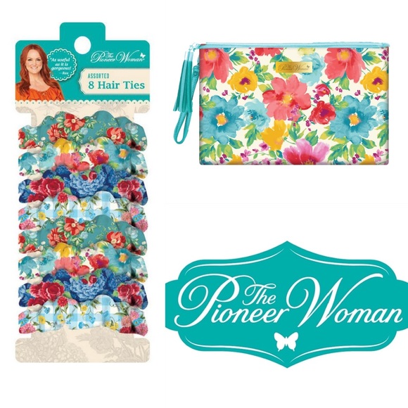 The Pioneer Woman Hair Ties 8 pack & Cosmetic bag NWT - Picture 2 of 9